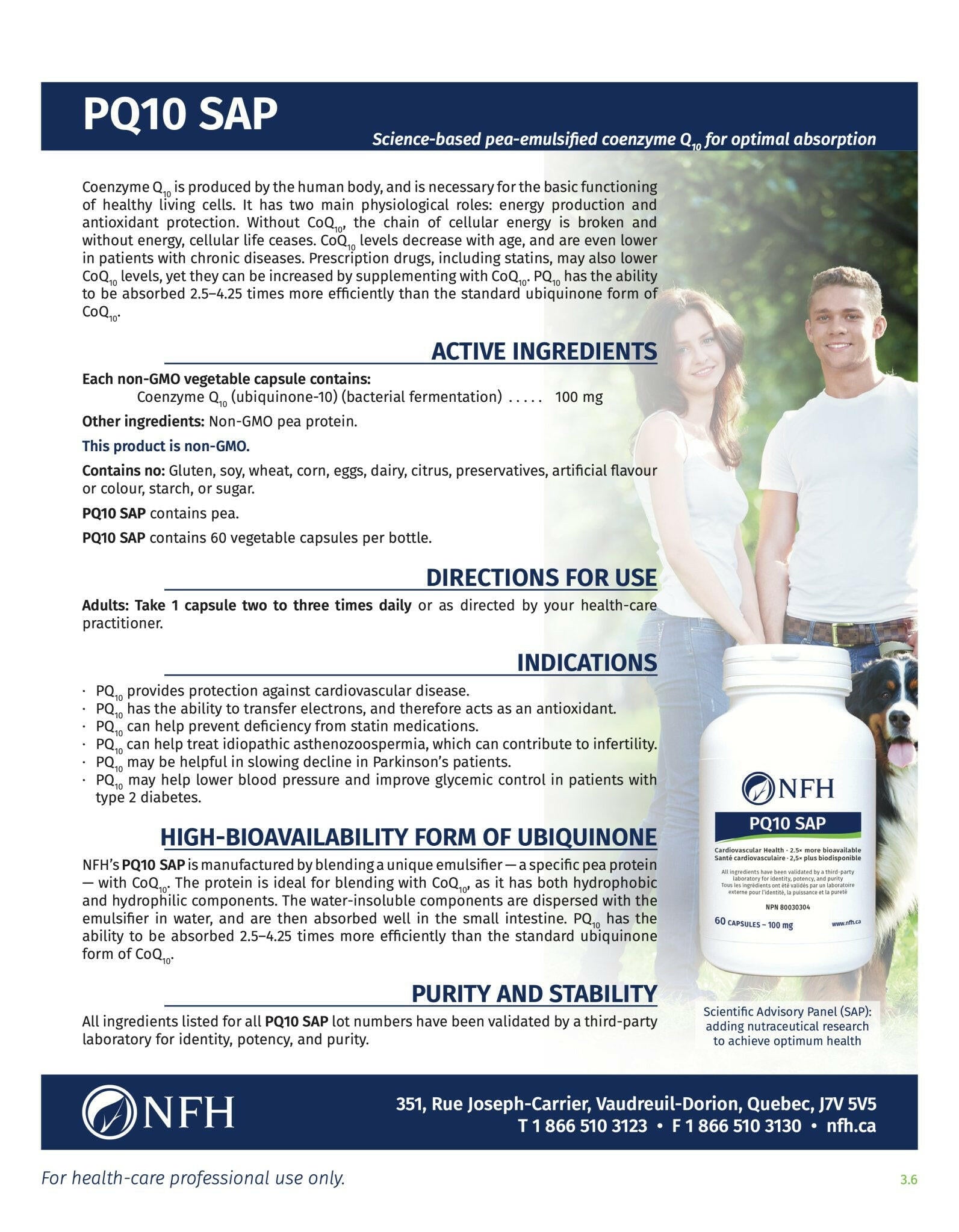 PQ10 SAP 100 mg | NFH | 60 Capsules - Coal Harbour Pharmacy
