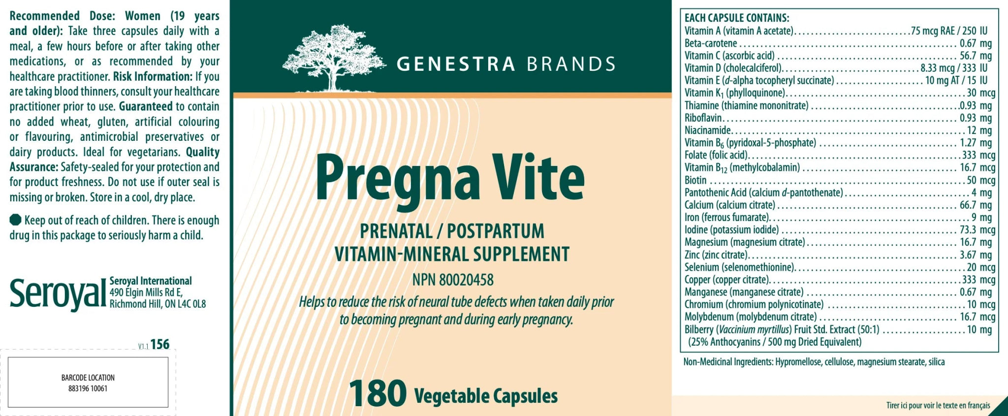 Pregna Vite | Genestra Brands® | 180 Vegetable Capsules - Coal Harbour Pharmacy