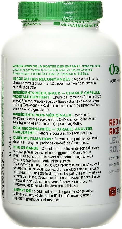 Red Yeast Rice | Organika® | 180 Capsules - Coal Harbour Pharmacy