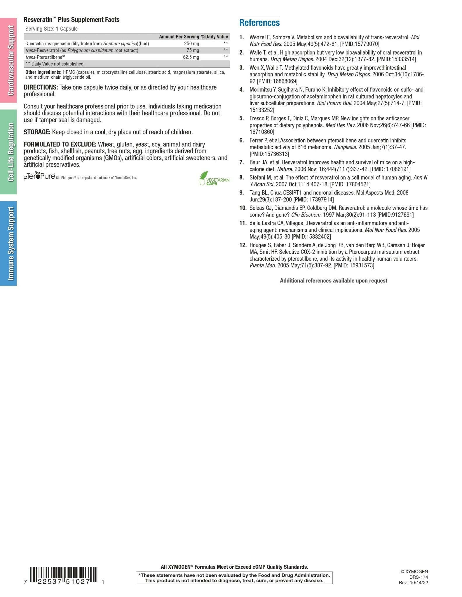 Resveratin Plus | Xymogen® | 60 Capsules - Coal Harbour Pharmacy