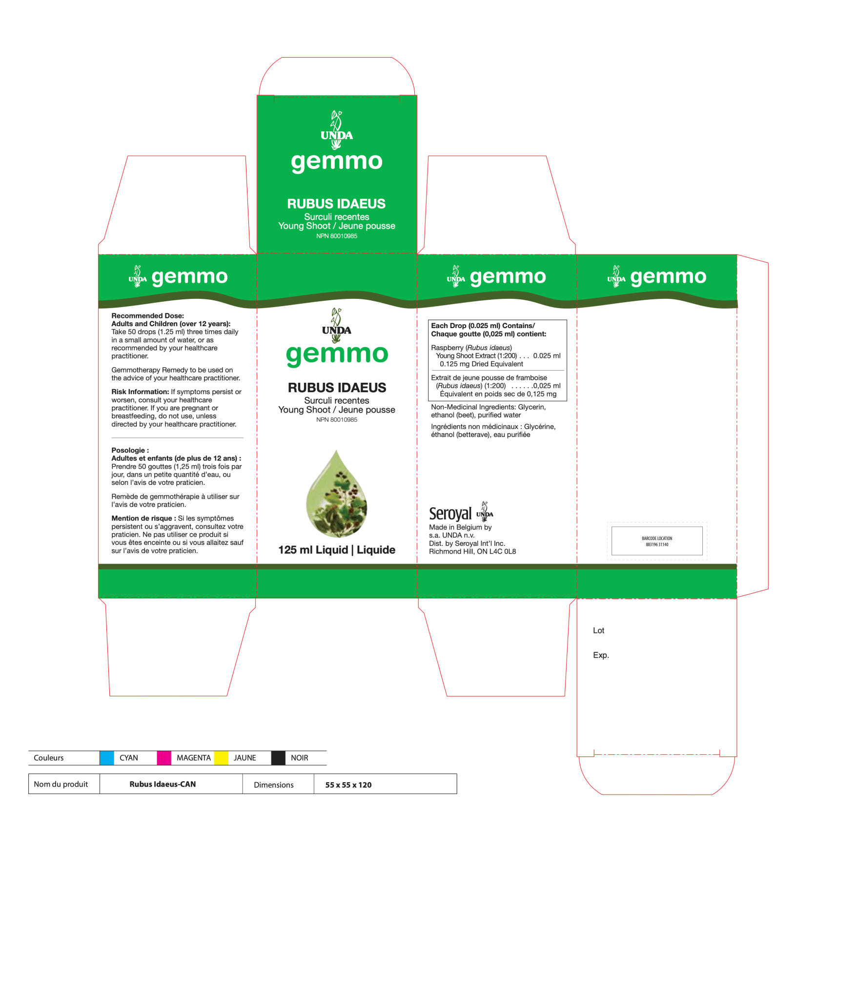 Rubus Idaeus | UNDA Gemmo | 125 mL (4.2 fl oz) Liquid - Coal Harbour Pharmacy