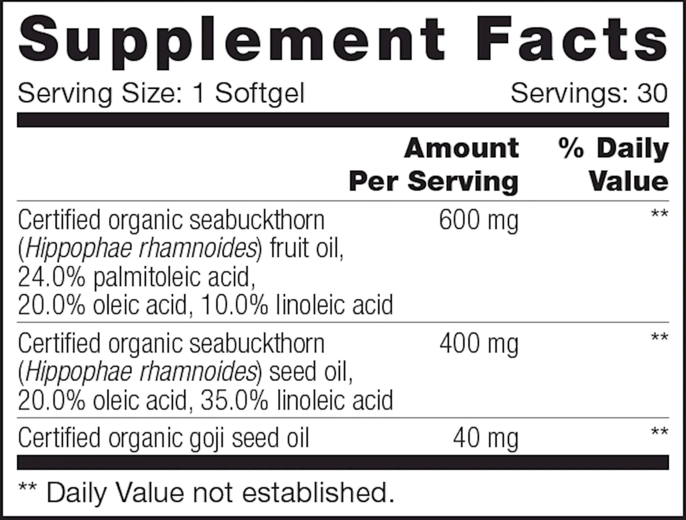 Seabuckthorn SAP | NFH | 30 Softgels - Coal Harbour Pharmacy