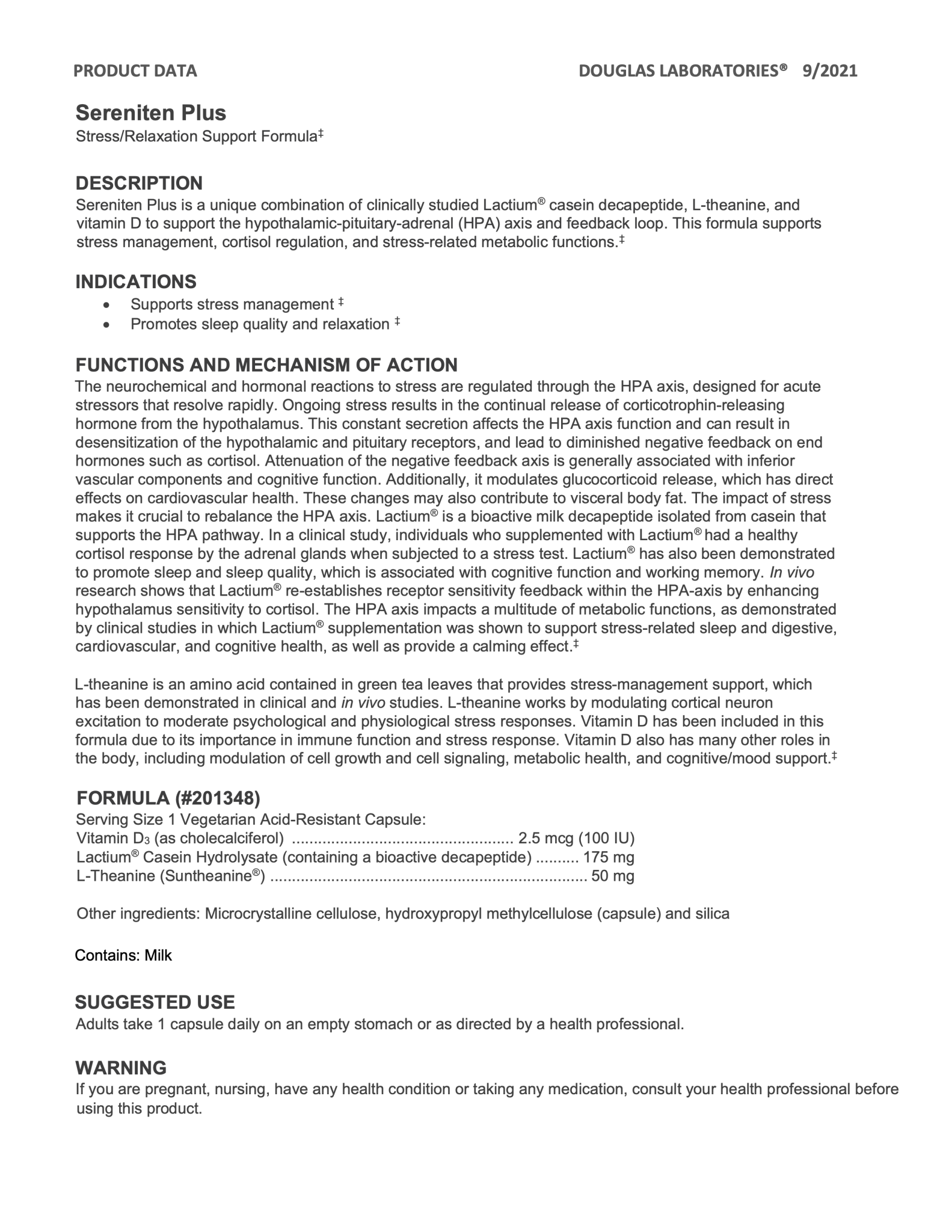 Sereniten Plus | Douglas Laboratories® | 30 Veggie Caps - Coal Harbour Pharmacy
