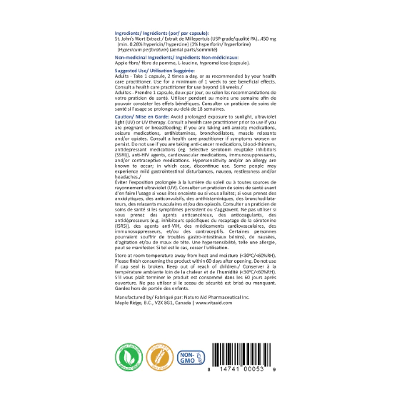 SJW 450 | Vita Aid® | 56 Vegetable Capsules - Coal Harbour Pharmacy