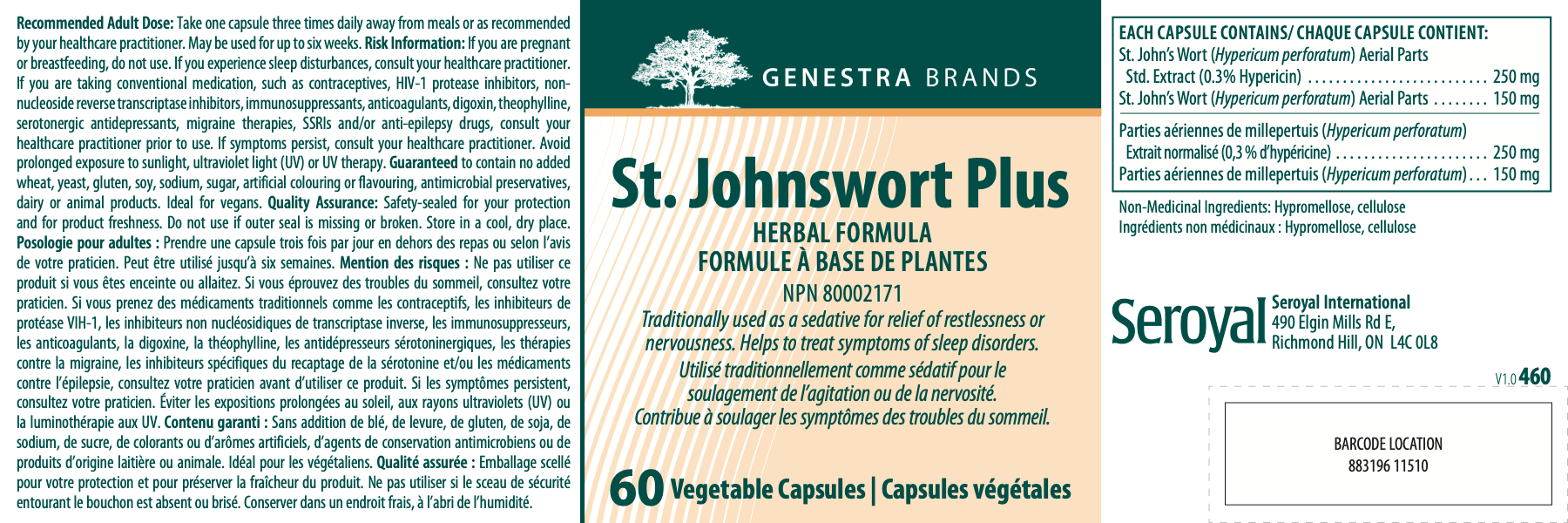 St. Johnswort Plus | Genestra Brands® | 60 Vegetable Capsules - Coal Harbour Pharmacy