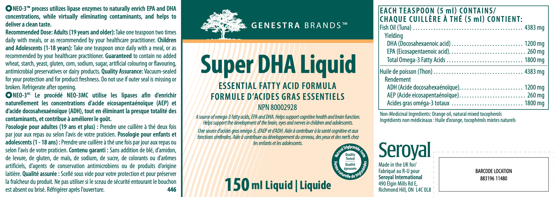Super DHA Liquid | Genestra Brands® | 150 mL Liquid - Coal Harbour Pharmacy