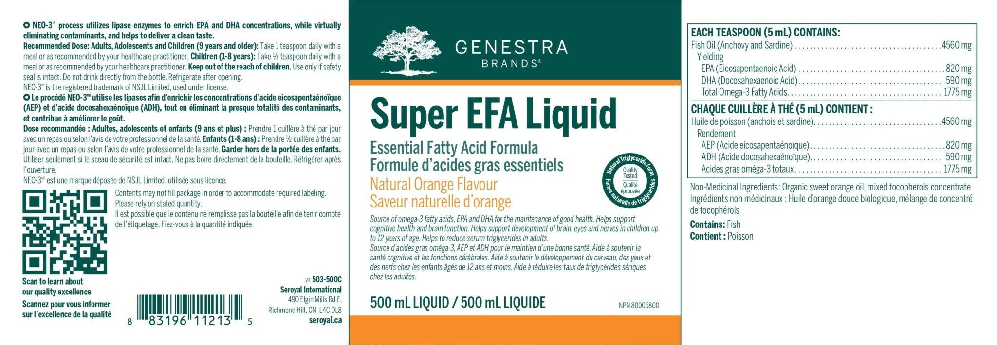 Super EFA Liquid | Genestra Brands® | 200 mL or 500 mL | Orange or Strawberry Flavours - Coal Harbour Pharmacy