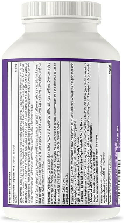 Taurine | AOR™ | 270 Capsules - Coal Harbour Pharmacy