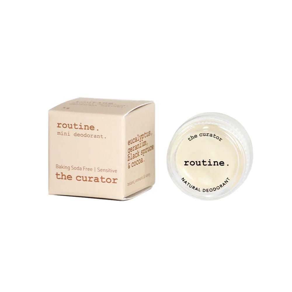 The Curator (Baking Soda Free) Deodorant | routine. | 5G Mini & 58G Jar & 50G Stick - Coal Harbour Pharmacy