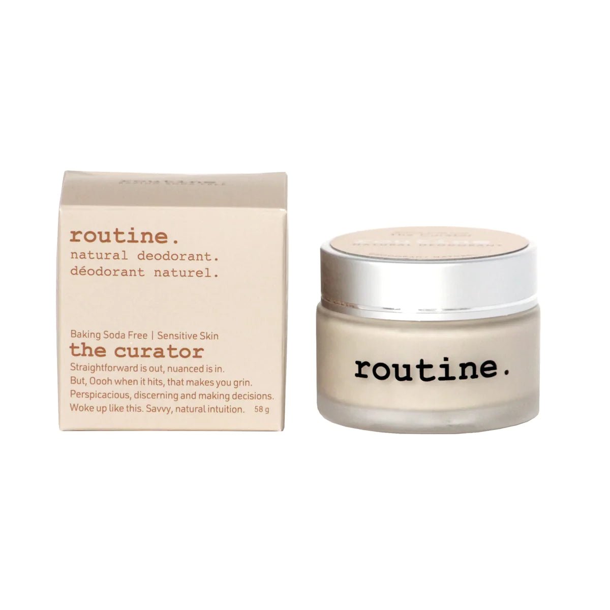 The Curator (Baking Soda Free) Deodorant | routine. | 5G Mini & 58G Jar & 50G Stick - Coal Harbour Pharmacy