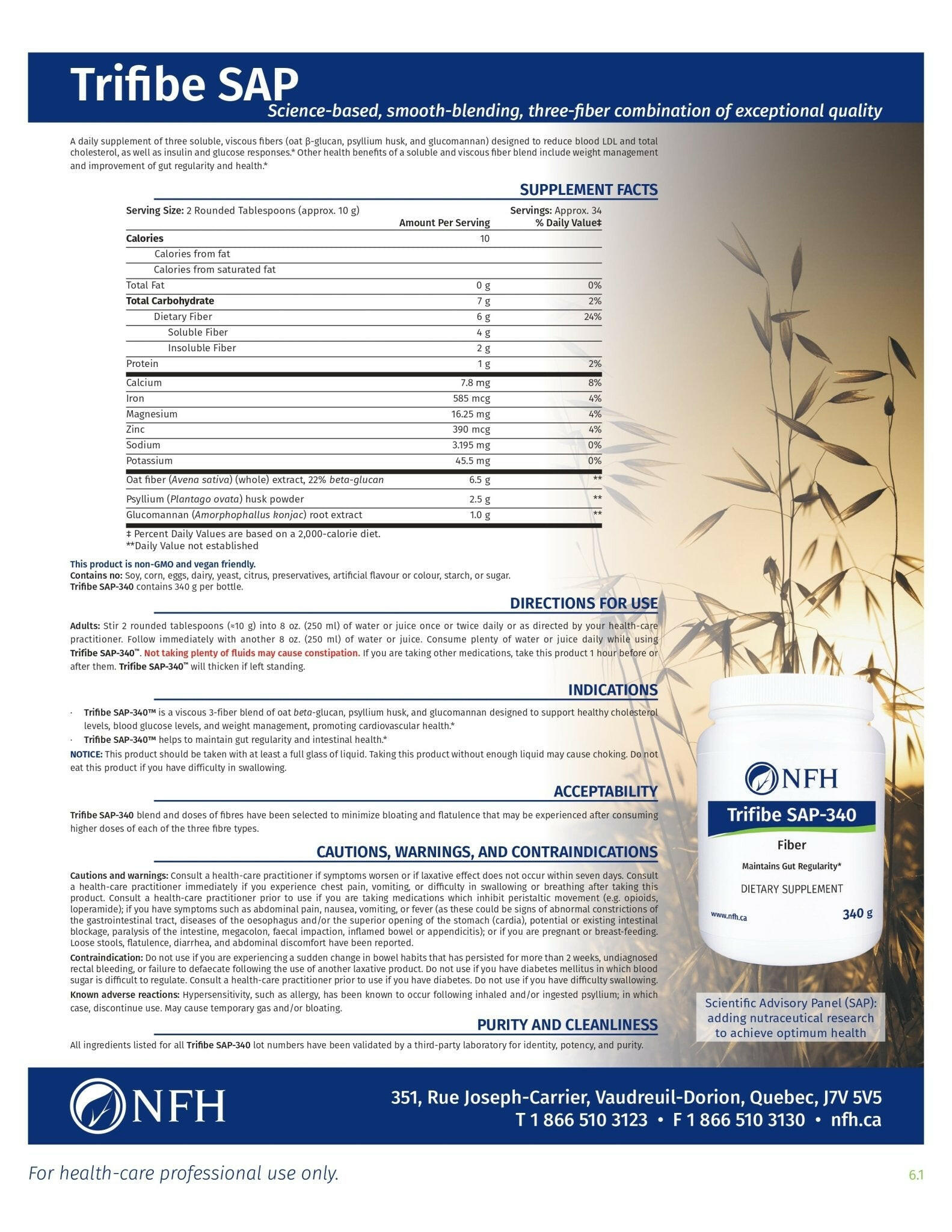 Trifibe SAP-340 | NFH | 340 g Powder - Coal Harbour Pharmacy