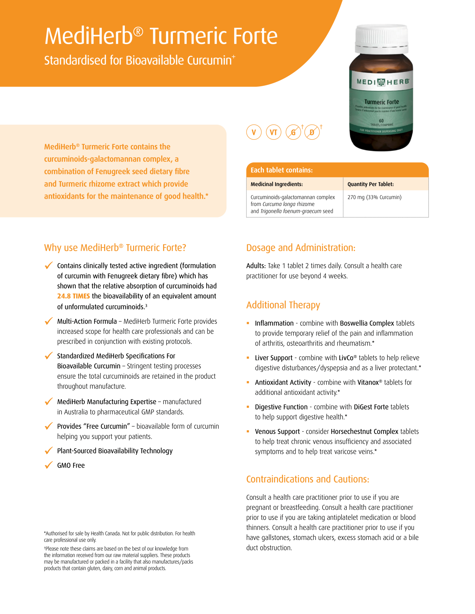Turmeric Forte | MediHerb® | 60 Tablets - Coal Harbour Pharmacy