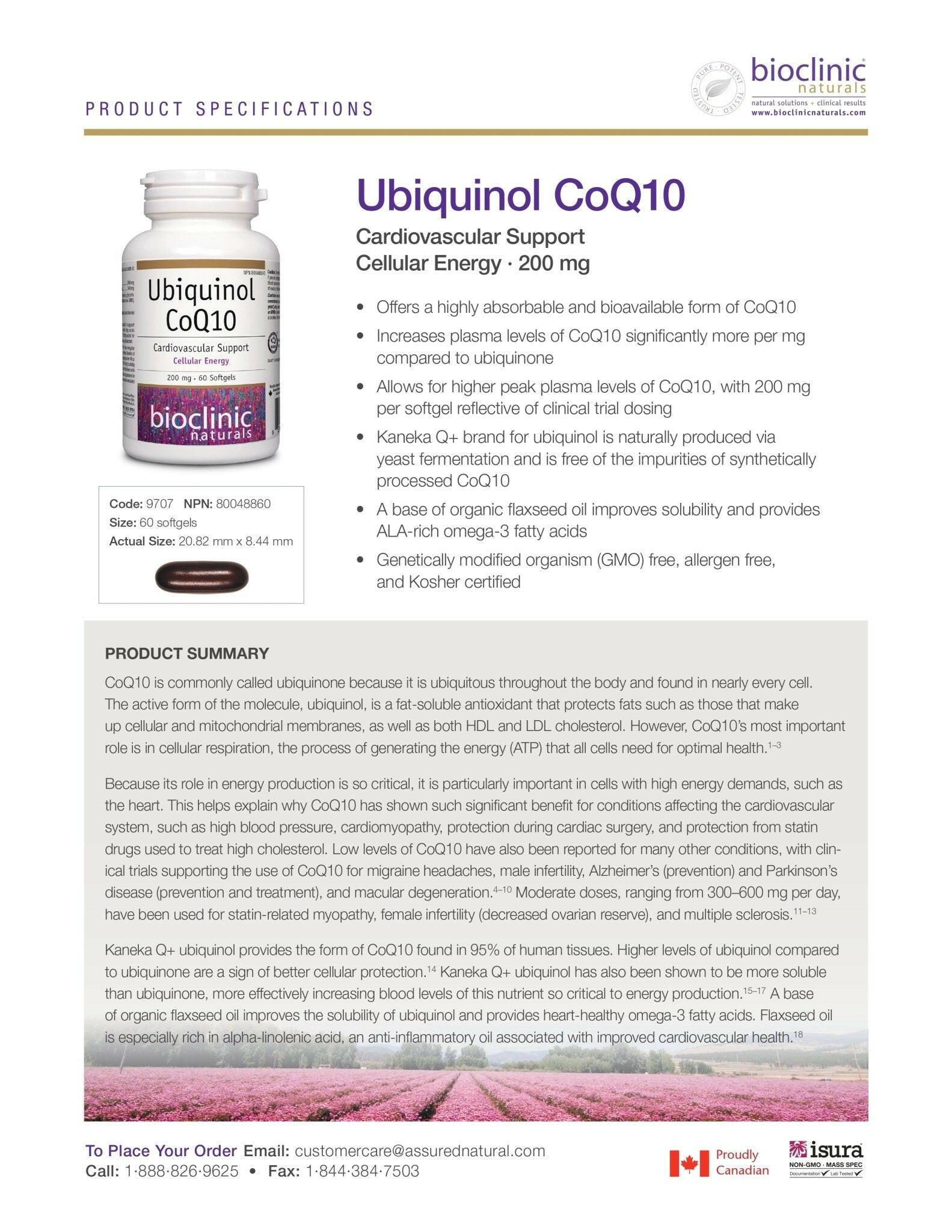 Ubiquinol CoQ10 200 mg | Bioclinic® Naturals | 60 Softgels - Coal Harbour Pharmacy