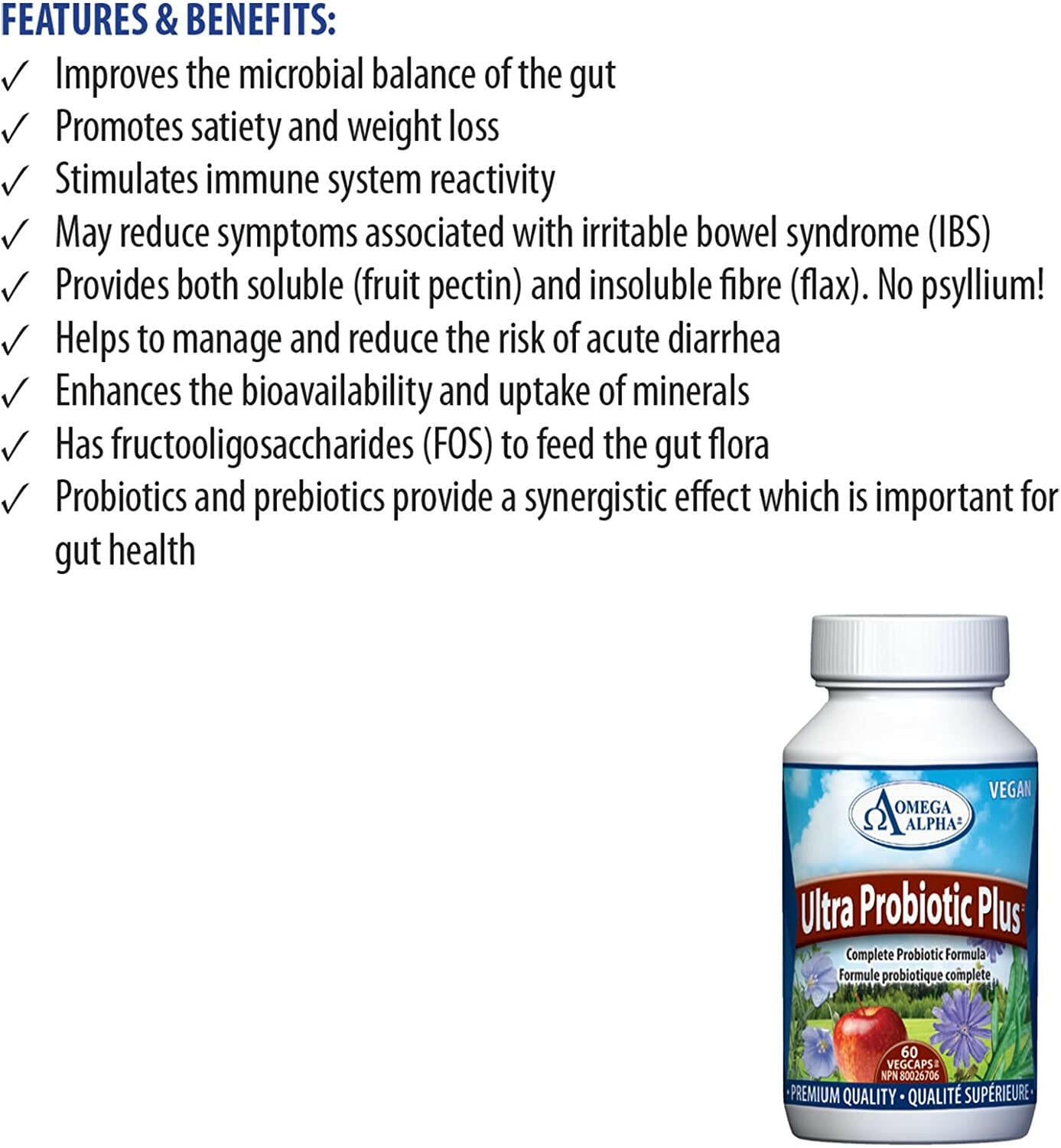 Ultra Probiotic Plus | Omega Alpha® | 60 Veggie Capsule - Coal Harbour Pharmacy