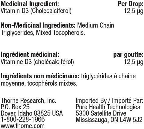 Vitamin D Liquid | Thorne® | 1 fl oz (30 mL) - Coal Harbour Pharmacy