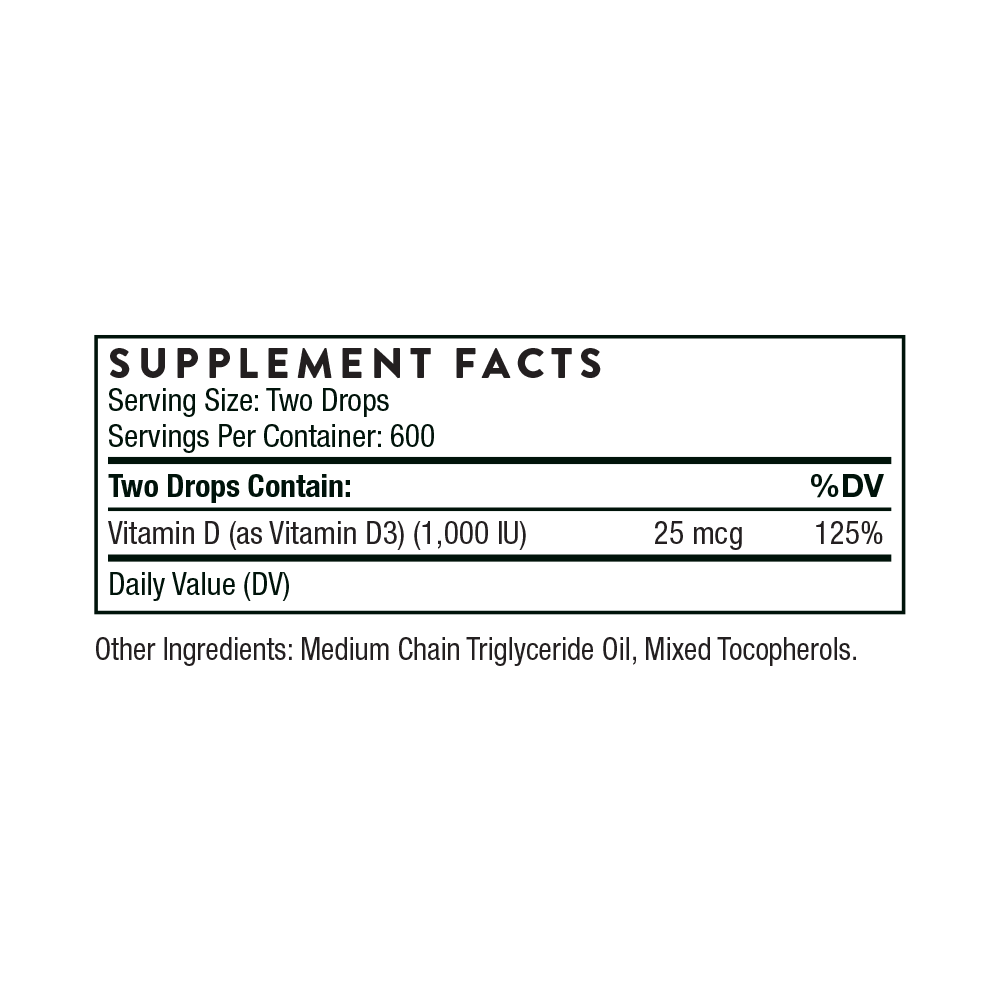 Vitamin D Liquid | Thorne® | 1 fl oz (30 mL) - Coal Harbour Pharmacy
