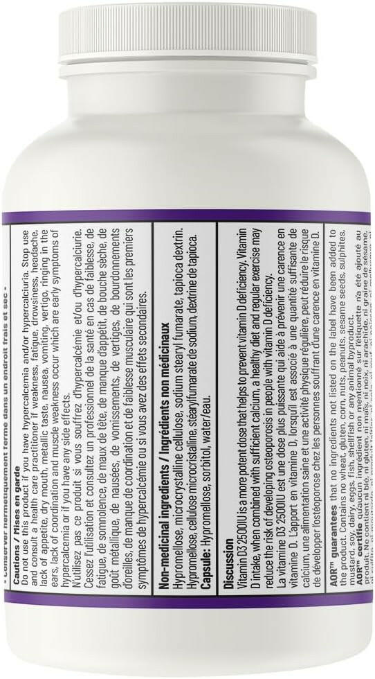 Vitamin D3 2500IU | AOR™ | 60 Capsules - Coal Harbour Pharmacy