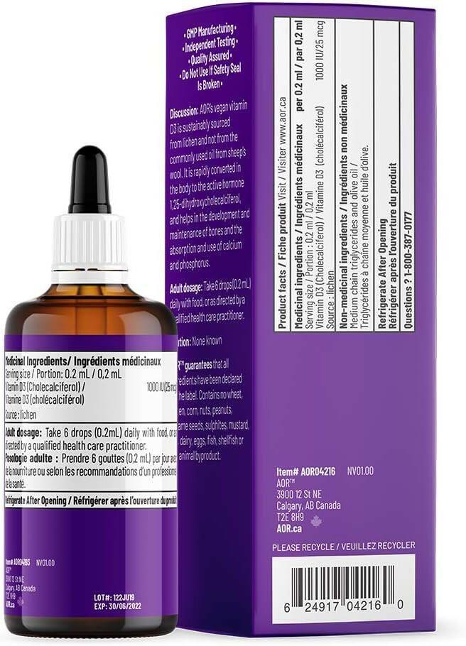 Vitamin D3 Liquid (Adult) | AOR™ | 50mL or 100mL - Coal Harbour Pharmacy