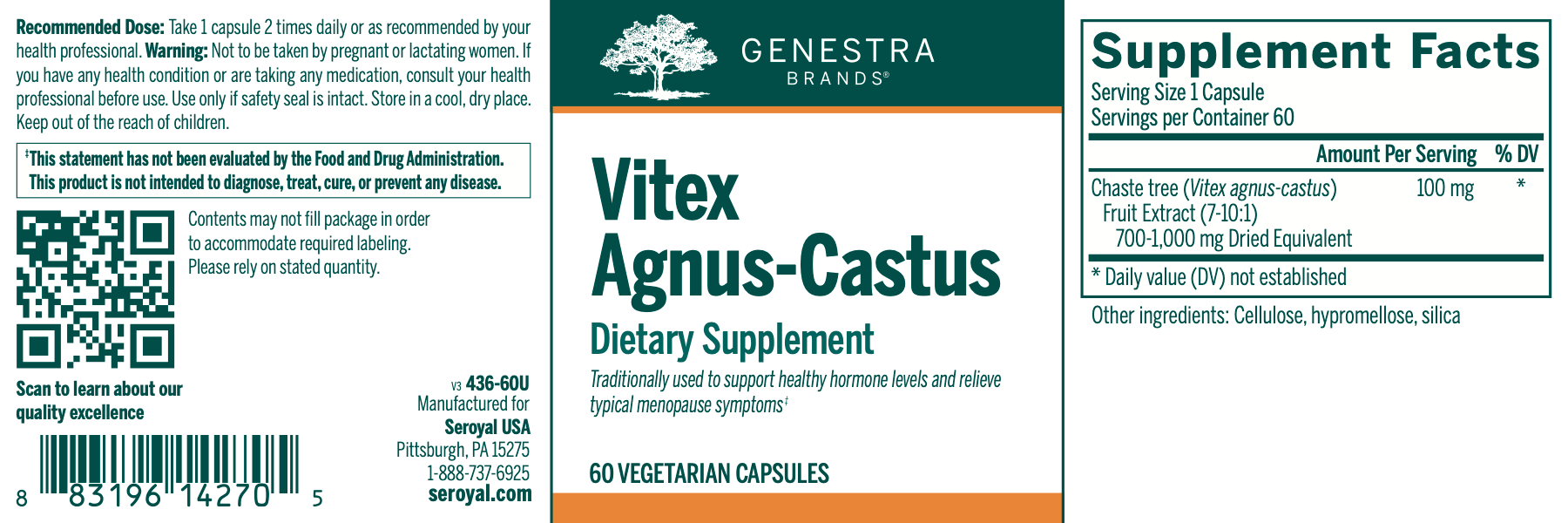 Vitex agnus-castus | Genestra Brands® | 60 Vegetable Capsules - Coal Harbour Pharmacy