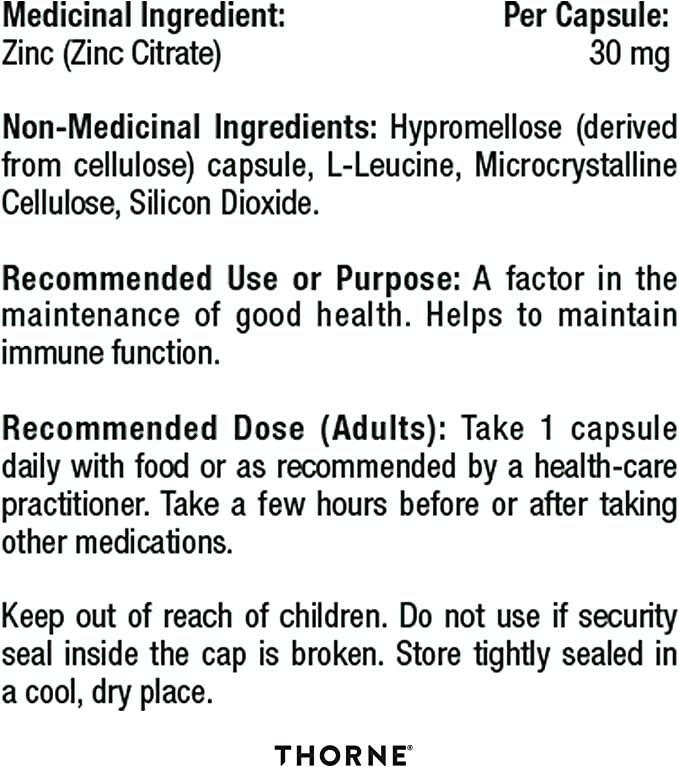 Zinc Citrate | Thorne® | 60 Capsules - Coal Harbour Pharmacy