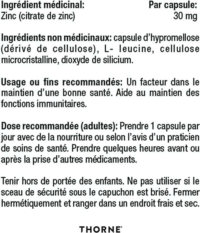 Zinc Citrate | Thorne® | 60 Capsules - Coal Harbour Pharmacy