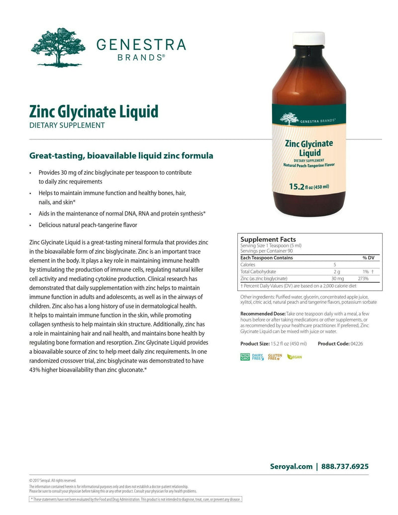 Zinc Glycinate Liquid | Genestra Brands® | 450 mL - Coal Harbour Pharmacy