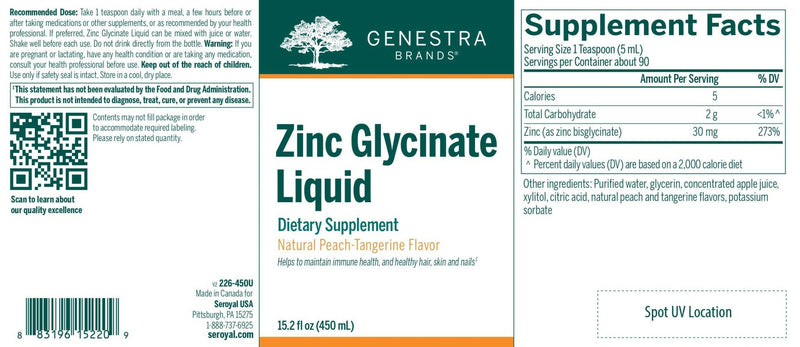 Zinc Glycinate Liquid | Genestra Brands® | 450 mL - Coal Harbour Pharmacy