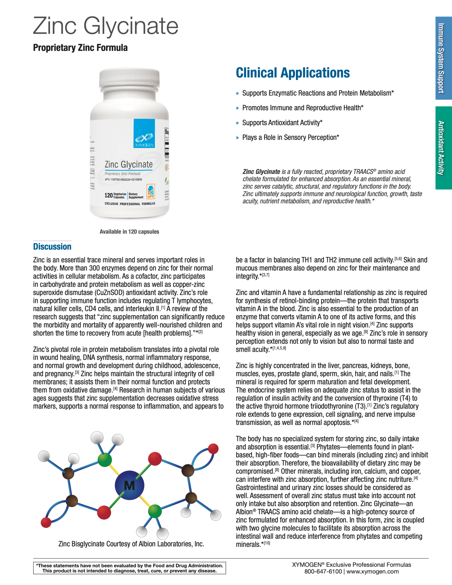 Zinc Glycinate | Xymogen® | 120 Capsules - Coal Harbour Pharmacy