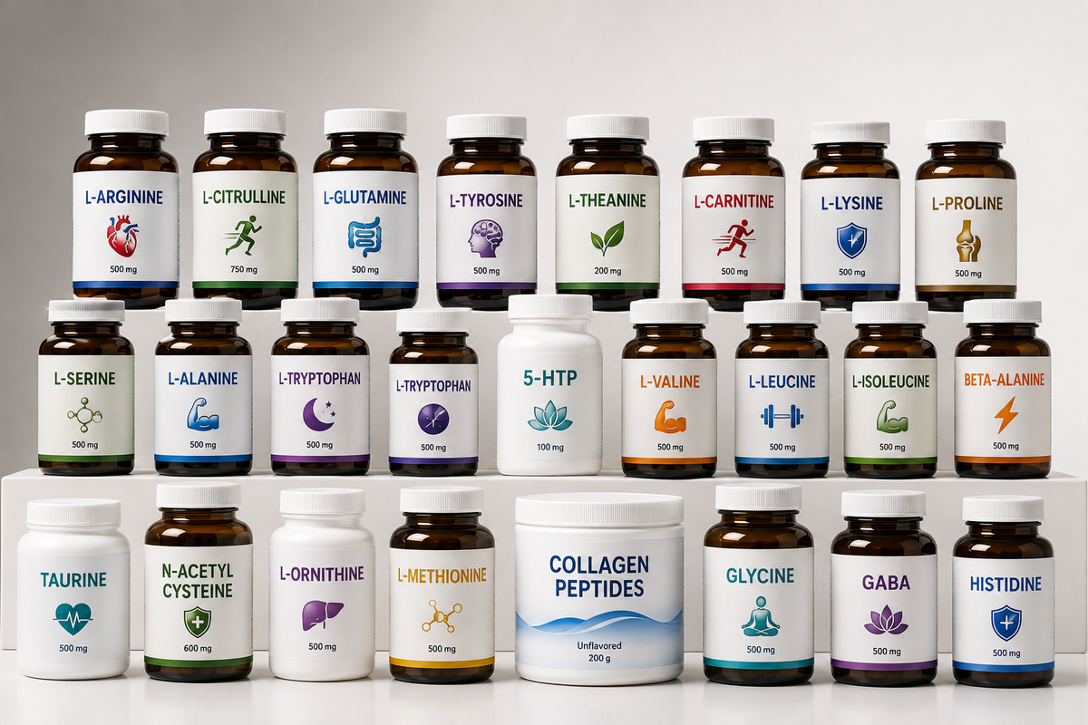 Individual Amino Acid Supplements – Targeted Support for Muscle, Focus, Recovery & Wellness