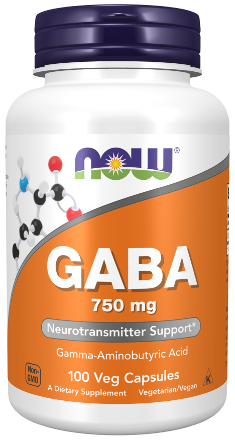 GABA 750 mg | NOW® | 100 Veg Capsules
