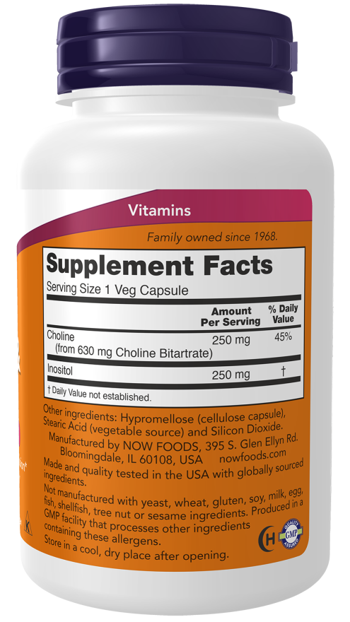 Choline & Inositol 500 mg | NOW® | 100 Veg Capsules