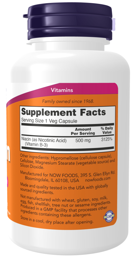 Niacin 500 mg | NOW® | 100 Veg Capsules