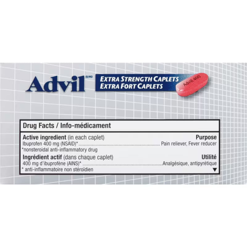 Extra Strength Ibuprofen Pain Relief Caplets by Advil® – Fast-Acting Pain & Fever Relief | 32 or 72 Caplets