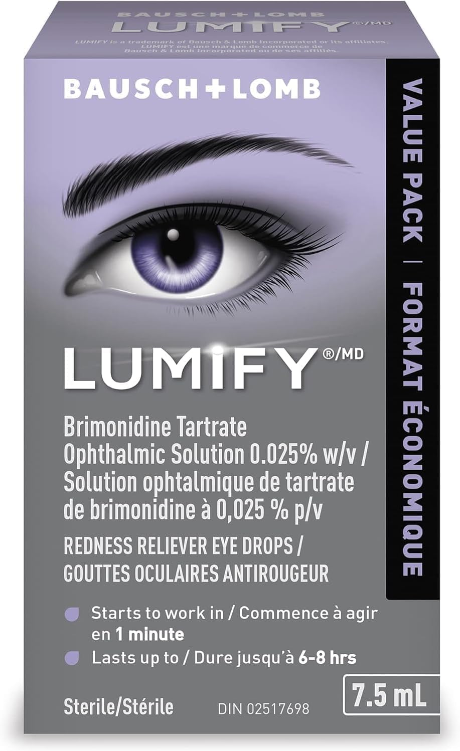 Lumify Whitening Eye Drops for Red Eyes, Redness Reliever | Bausch + Lomb | 7.5 mL