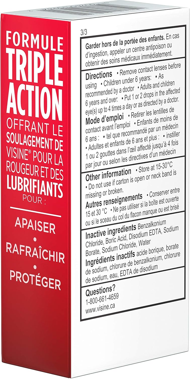 Triple Action Eye Drops|Visine|15 mL