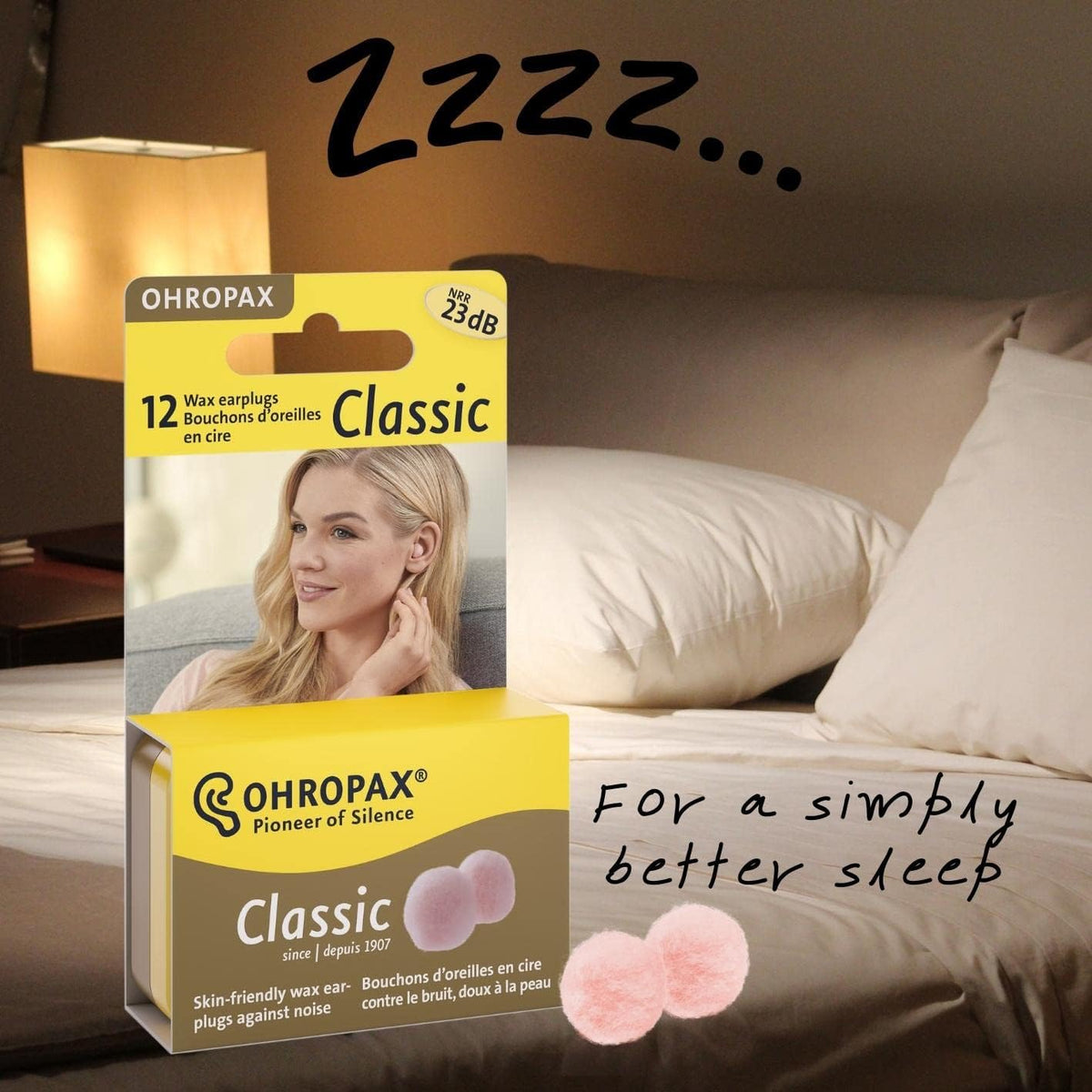 Reusable Wax/Cotton Ear Plugs by OHROPAX – Noise Reduction for Sleep, Travel & Relaxation | 12 Plugs (6 Pairs)