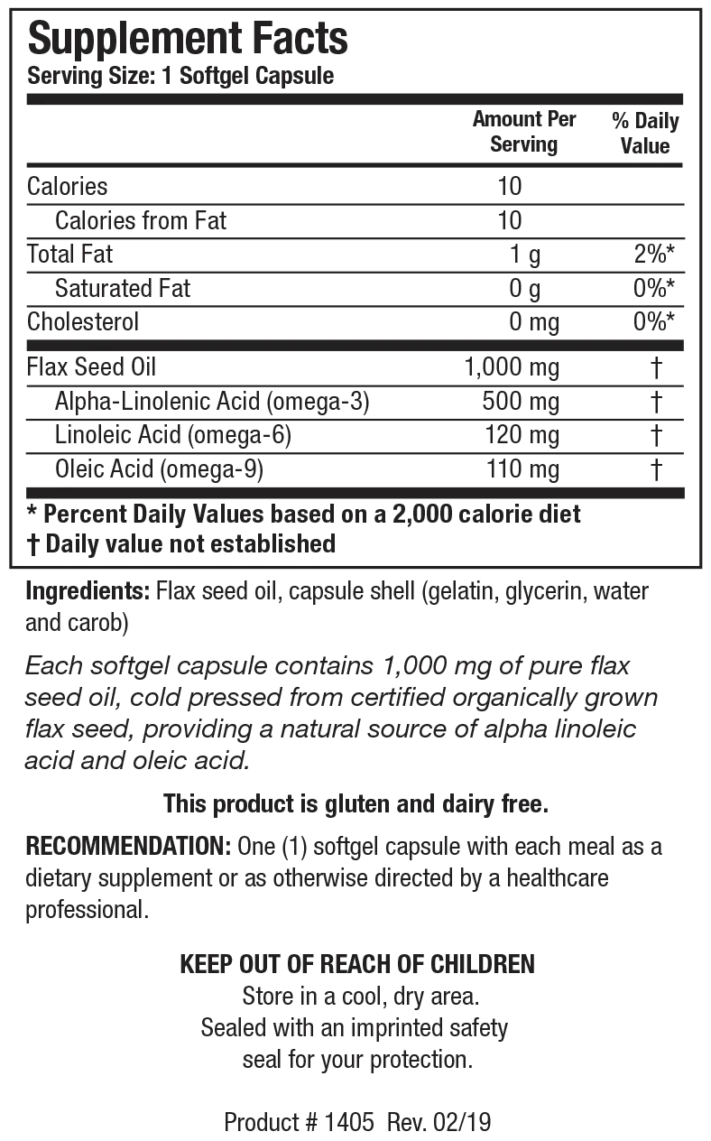 Flax Seed Oil Caps | Biotics Research® | 100 Capsules
