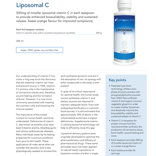 Liposomal C | Cytomatrix® | 225 mL