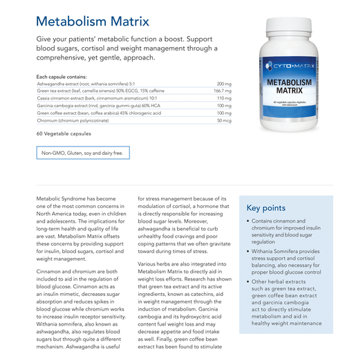 Metabolism Matrix | Cytomatrix® | 60 Vegetable Capsules