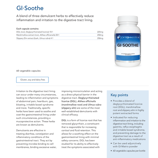 GI-Soothe | Cytomatrix® | 60 Vegetable Capsules