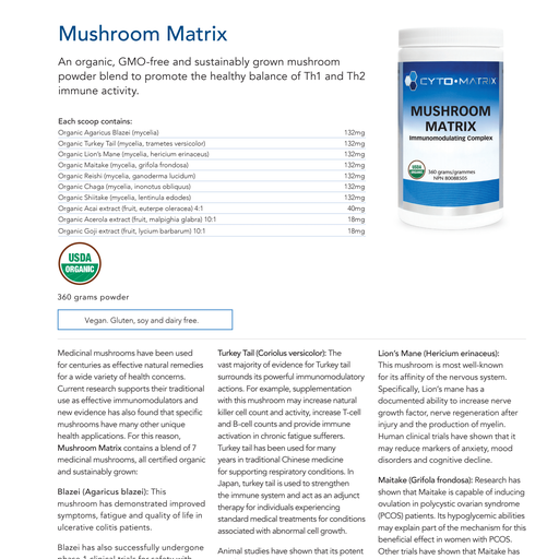 Mushroom Matrix Powder | Cytomatrix® | 360g