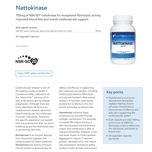 Nattokinase | Cytomatrix® | 60 Vegetable Capsules