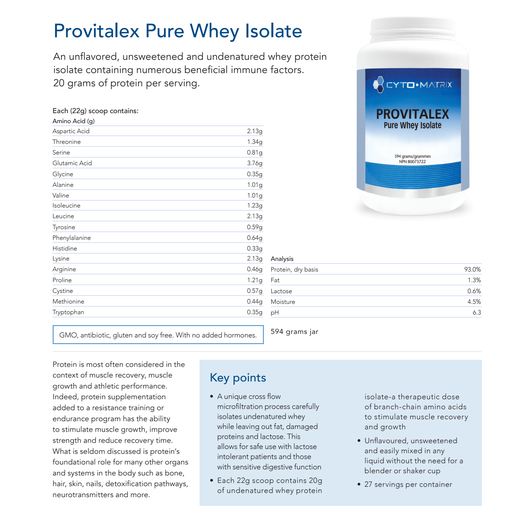 Provitalex Pure Whey Isolate | Cytomatrix® | 484g