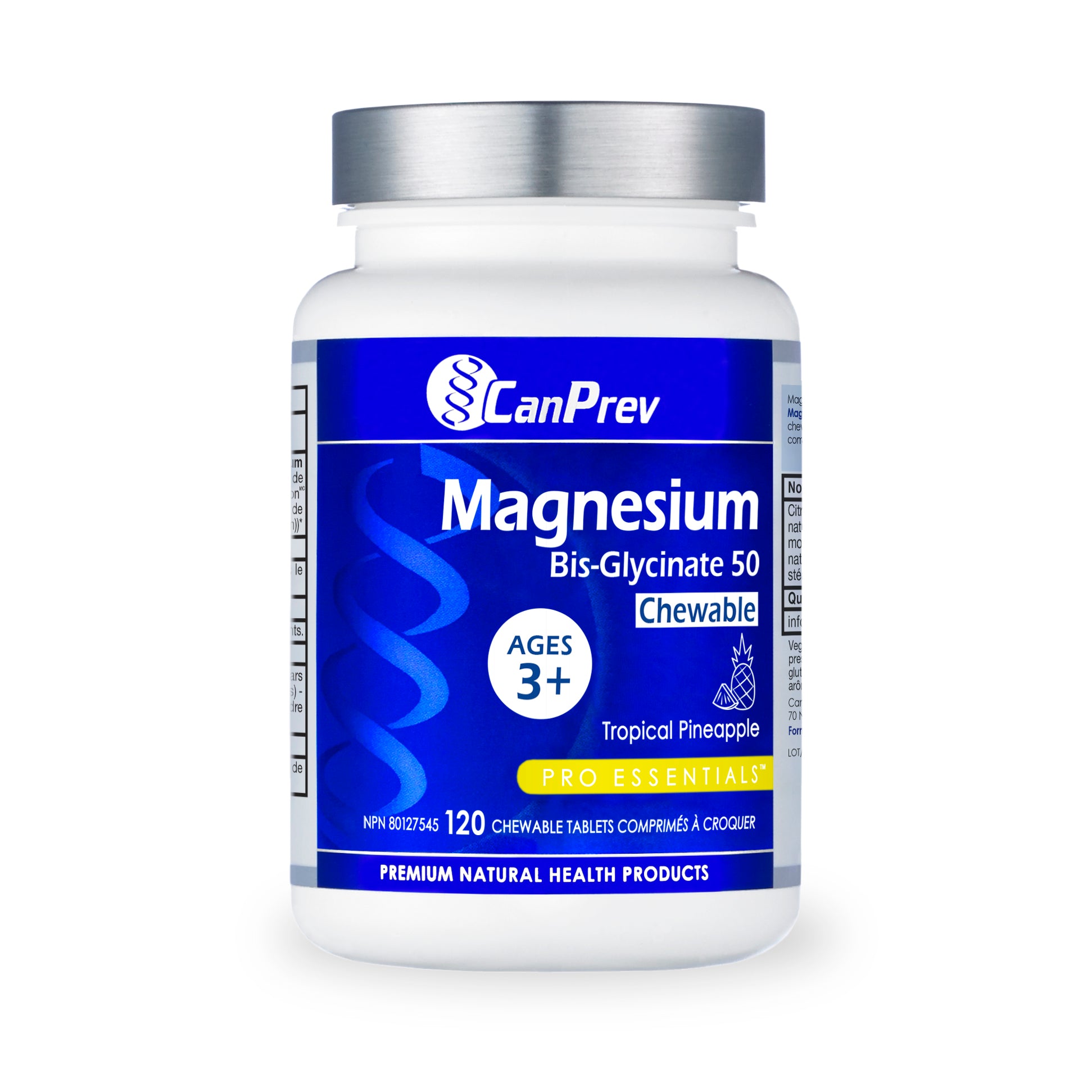 Magnesium Bis Glycinate Tropical Pineapple | CanPrev | 50 Chewable Tablets