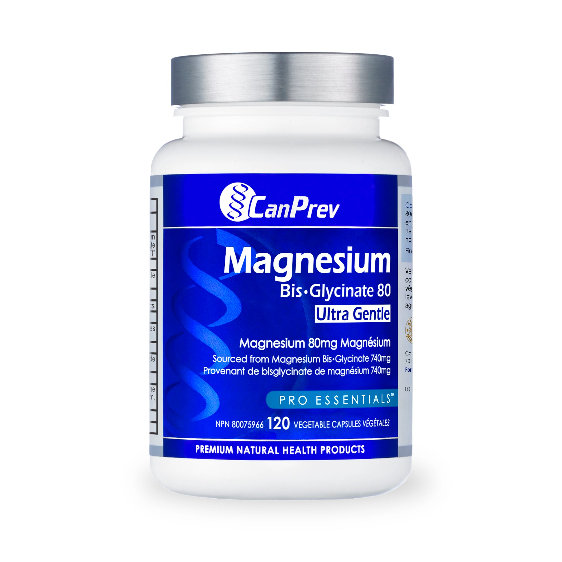 Magnesium Bis Glycinate 80 Ultra Gentle  | CanPrev | 120 OR 240 Vegetarian Capsules