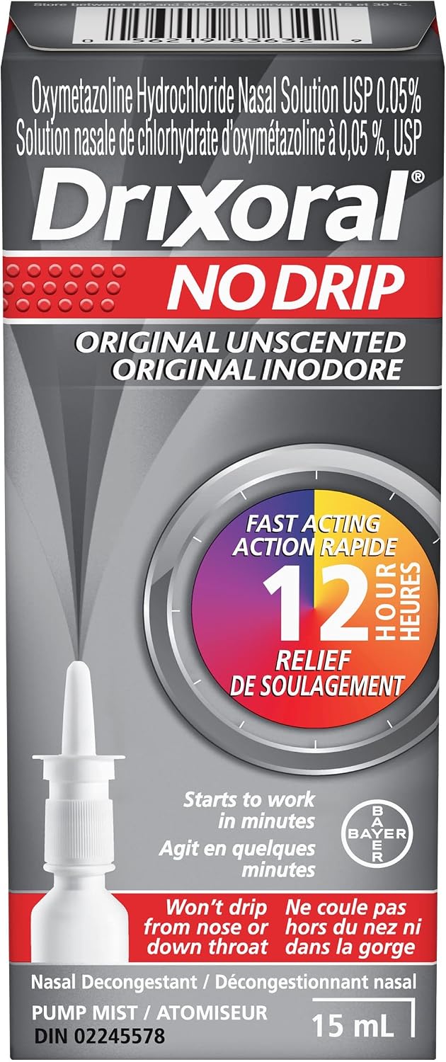 No Drip Original Unscented Spray with Oxymetazoline | Drixoral | 15 mL