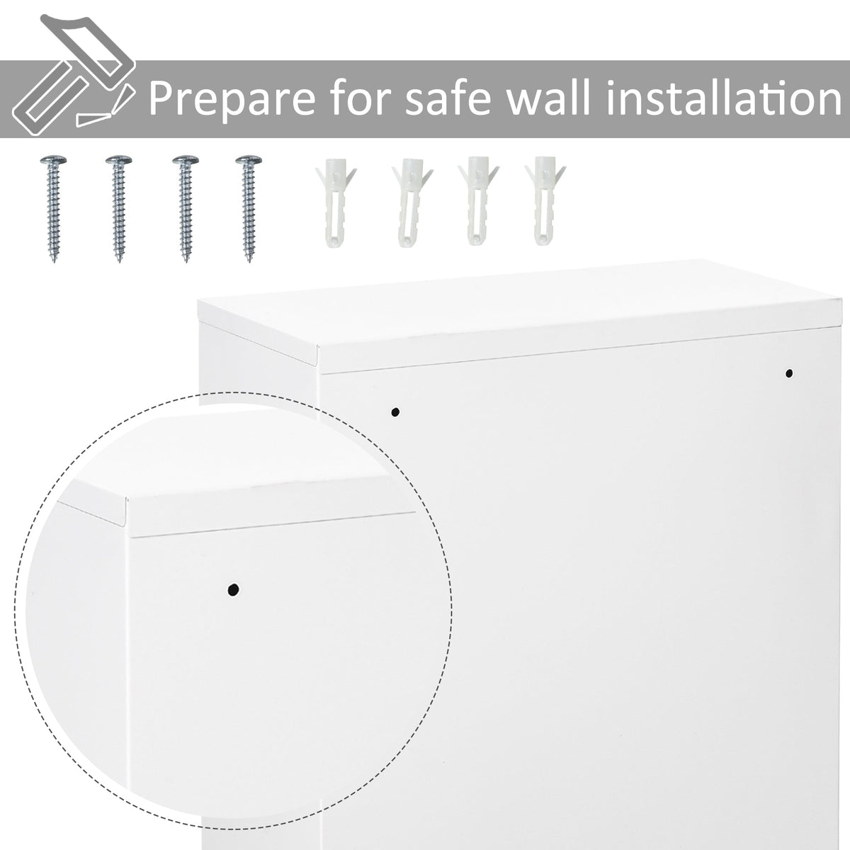 Wall Mount Medicine Cabinet 3 Tier Steel Emergency Box for Bathroom, Lockable with 2 Keys, White