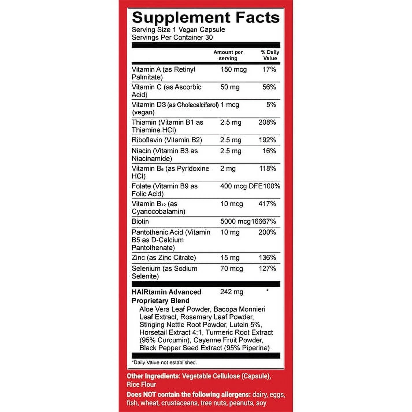 Advanced Formula Vitamins | HAIRtamin® | 30 Capsules