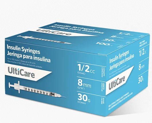 Insulin Syringes 30G 8MM | ULTICARE | Full Box