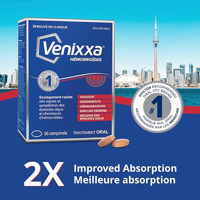 Hemorrhoids by Venixxa® – Diosmin-Based Relief for Hemorrhoid Symptoms | 36 Tablets